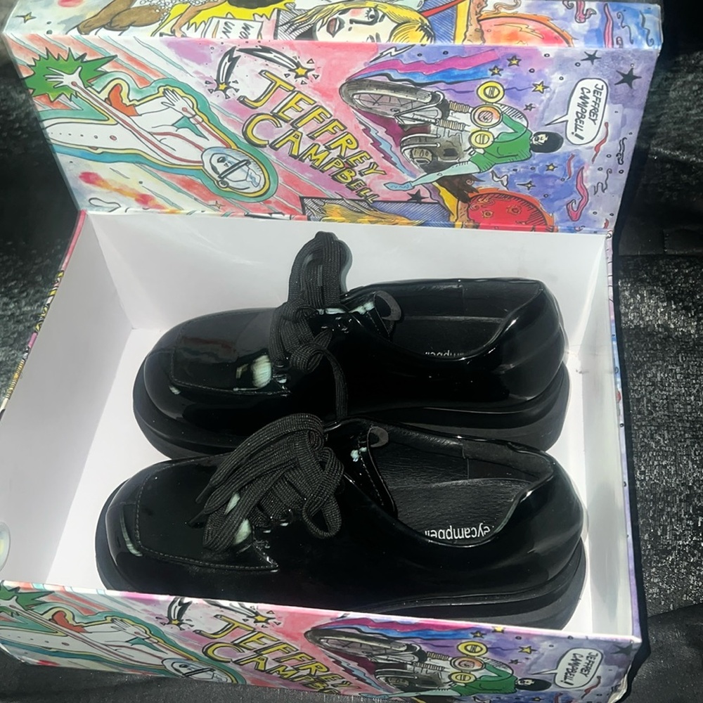 Jeffrey Campbell Delaney Black Patent Leather Platforms